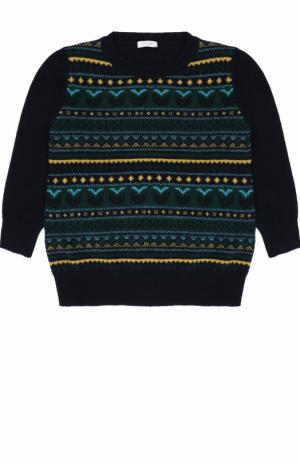 Вязаный пуловер из шерсти с принтом Il Gufo. Цвет: синий