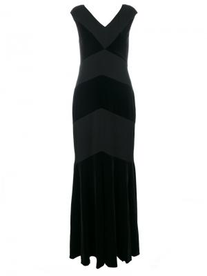 Вечернее платье с V-образным вырезом Ralph Lauren. Цвет: чёрный