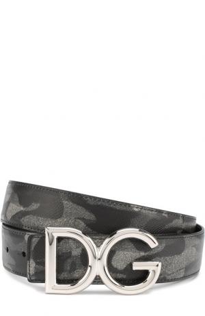 Кожаный ремень с металлической пряжкой Dolce & Gabbana. Цвет: серый