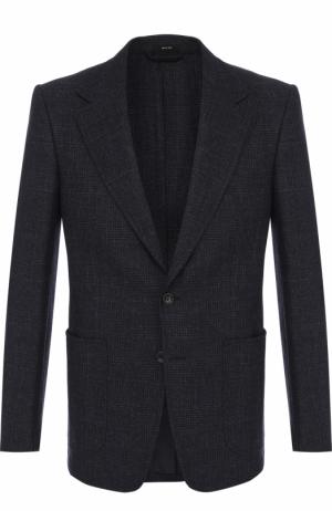 Шерстяной однобортный пиджак Tom Ford. Цвет: темно-синий
