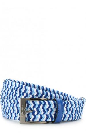 Плетеный ремень с кожаной отделкой и металлической пряжкой Paul&Shark. Цвет: голубой