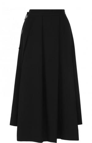 Однотонная шерстяная юбка-миди Yohji Yamamoto. Цвет: черный