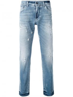 Выбеленные джинсы прямого кроя Dolce & Gabbana. Цвет: синий