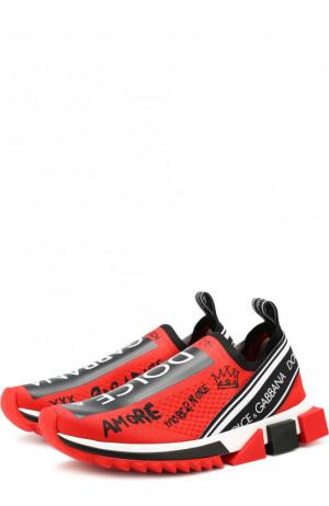 Текстильные кросcовки Sorrento с принтом Dolce & Gabbana. Цвет: красный
