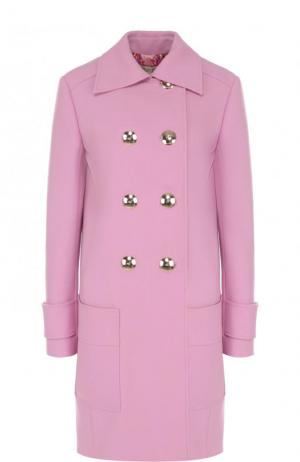 Однотонное двубортное пальто свободного кроя Emilio Pucci. Цвет: розовый