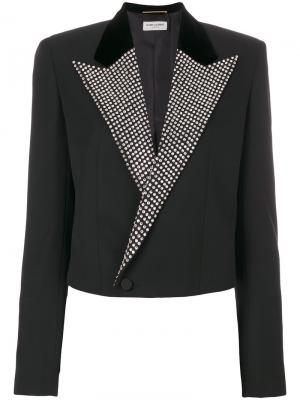 Укороченный пиджак с декорированными лацканами Saint Laurent. Цвет: чёрный