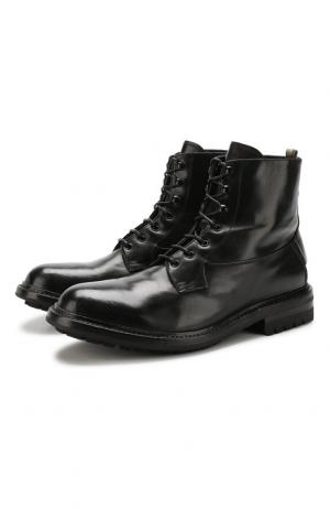Кожаные ботинки на шнуровке с внутренней меховой отделкой Officine Creative. Цвет: черный