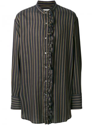 Полосатая рубашка с рюшами Wooyoungmi. Цвет: синий