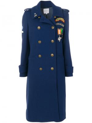 Двубортное пальто с заплатками Mira Mikati. Цвет: синий