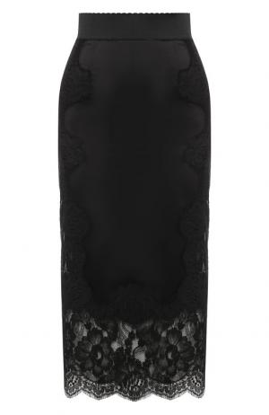 Юбка-карандаш с кружевной отделкой Dolce & Gabbana. Цвет: черный