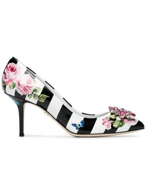 Туфли в полоску с цветочным принтом Dolce & Gabbana. Цвет: многоцветный