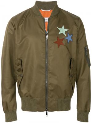 Лоскутная куртка бомбер Valentino. Цвет: зелёный