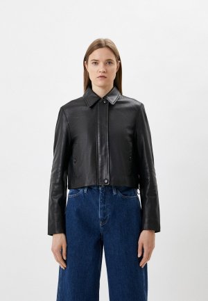Куртка кожаная Calvin Klein. Цвет: черный
