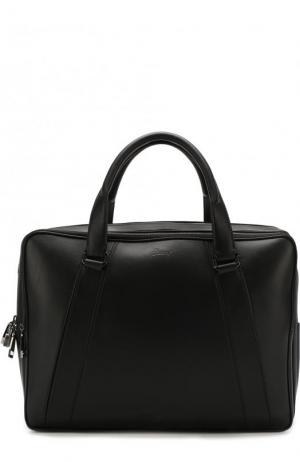 Кожаная сумка для ноутбука с плечевым ремнем Brioni. Цвет: черный