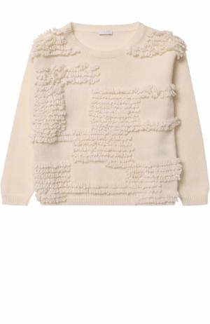 Шерстяной пуловер с декоративной отделкой Il Gufo. Цвет: белый