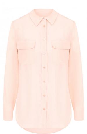 Шелковая блуза прямого кроя Equipment. Цвет: розовый