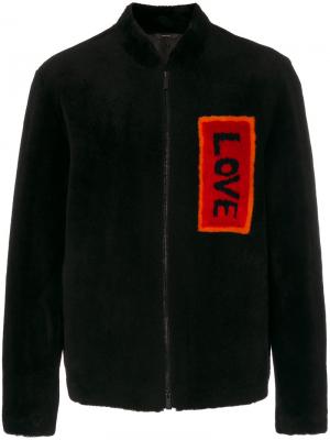 Куртка-бомбер  с заплаткой love Fendi. Цвет: чёрный
