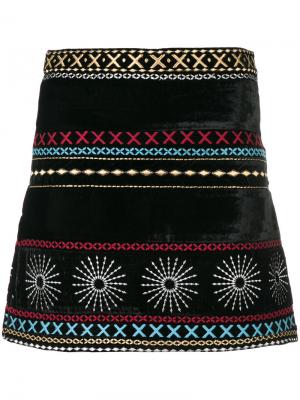 Бархатная юбка с вышивкой Dodo Bar Or. Цвет: чёрный