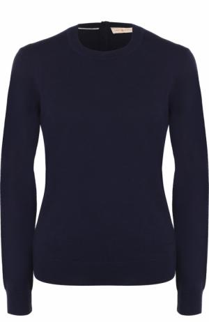 Кашемировый пуловер прямого кроя Tory Burch. Цвет: синий