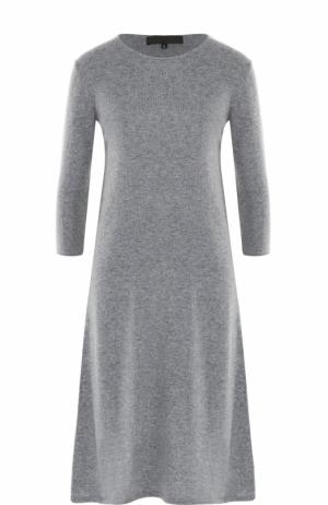 Шерстяное платье-миди с укороченным рукавом Tegin. Цвет: серый
