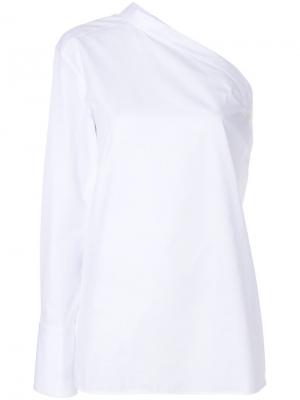 Поплиновая рубашка на одно плечо Helmut Lang. Цвет: белый