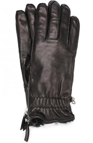 Кожаные перчатки с меховой подкладкой Dsquared2. Цвет: черный