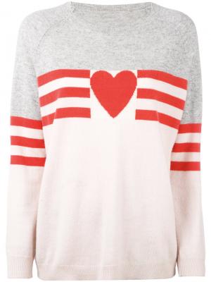 Кашемировый свитер с сердцем Chinti & Parker. Цвет: розовый и фиолетовый