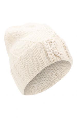 Шерстяная шапка фактурной вязки Polo Ralph Lauren. Цвет: кремовый