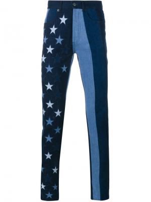 Полосатые джинсы с принтом звезд Givenchy. Цвет: синий