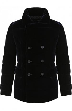 Укороченной пальто из вискозы Emporio Armani. Цвет: темно-синий