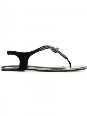 Embellished flat sandals Mara Mac. Цвет: чёрный