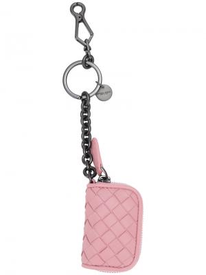 Брелок для ключей с плетеным дизайном Bottega Veneta. Цвет: розовый и фиолетовый