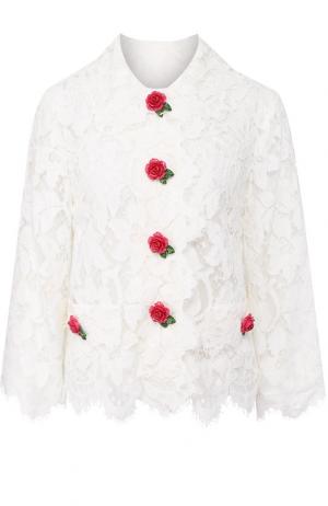Кружевной жакет с декоративными пуговицами Dolce & Gabbana. Цвет: белый