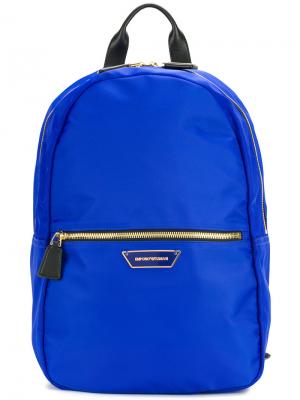 Рюкзак с бляшкой логотипом Emporio Armani. Цвет: синий