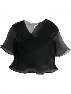 Укороченная блузка с рюшами Helmut Lang. Цвет: чёрный