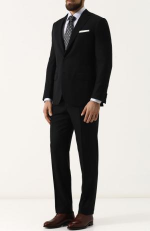 Шерстяной костюм с пиджаком на двух пуговицах Brioni. Цвет: черный
