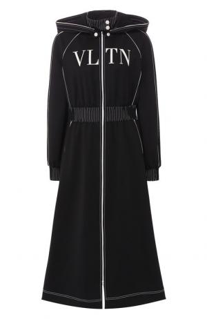 Платье-миди с капюшоном Valentino. Цвет: черный