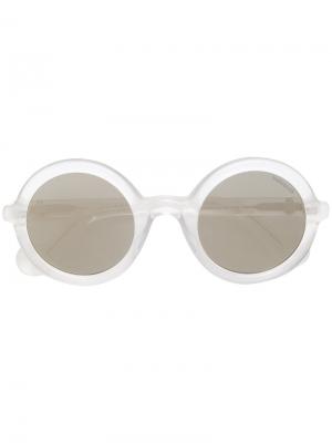 Солнцезащитные очки с круглой оправой Moncler Eyewear. Цвет: белый