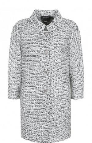 Пальто из смеси шерсти и вискозы с накладными карманами St. John. Цвет: черно-белый