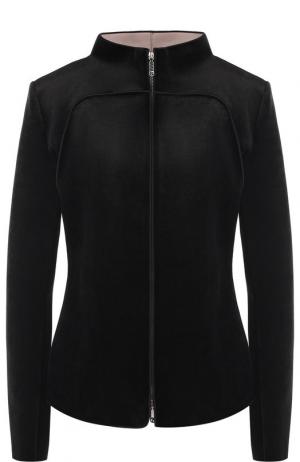 Бархатная куртка на молнии с воротником-стойкой Giorgio Armani. Цвет: черный