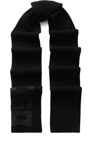 Шерстяной шарф с логотипом бренда Dsquared2. Цвет: черный