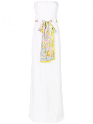 Платье без рукавов с поясом в виде шарфа Emilio Pucci. Цвет: белый