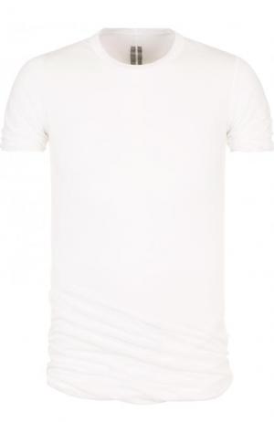 Удлиненная хлопковая футболка с круглым вырезом Rick Owens. Цвет: белый