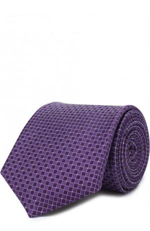 Шелковый галстук с узором BOSS. Цвет: сиреневый
