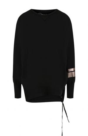 Хлопковый пуловер свободного кроя с круглым вырезом Roque. Цвет: черный