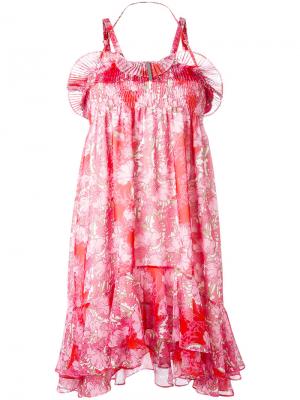 Платье с цветочным принтом Carven. Цвет: розовый и фиолетовый