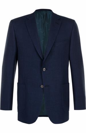 Шерстяной однобортный пиджак Brioni. Цвет: темно-синий