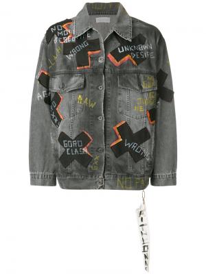 Джинсовая куртка с принтом Faith Connexion. Цвет: серый