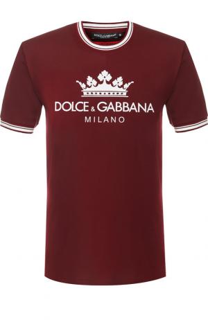 Хлопковая футболка с принтом Dolce & Gabbana. Цвет: бордовый