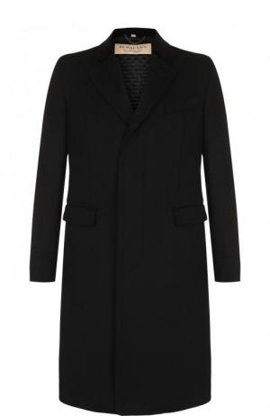 Однобортное пальто из смеси шерсти и кашемира Burberry. Цвет: черный